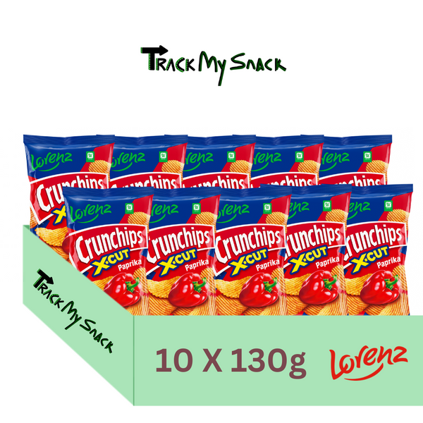 Lorenz X-CUT Paprika Flavour 130g Pack of 10 | Original Potato Chips