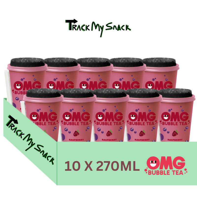 OMG Bubble Tea Raspberry With Blueberry Bubbles 10 x 270ml