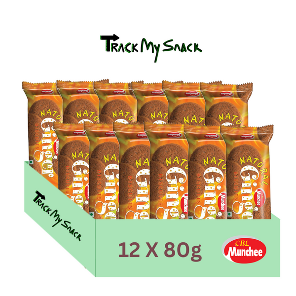 Munchee Ginger Biscuits 80g with a Genuine Ginger taste (Pack Of 12)