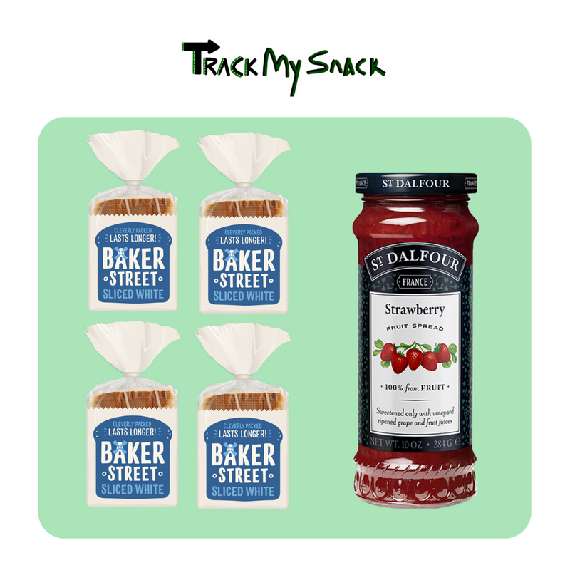 Baker Street White Slice Pack Of 04 with St Dalfour Jam Strawberry