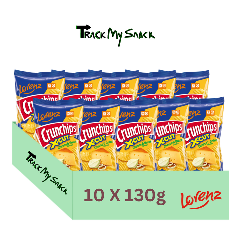 Lorenz X-CUT Cheese & Onion Flavour 130g Pack of 10 | Original Potato Chips